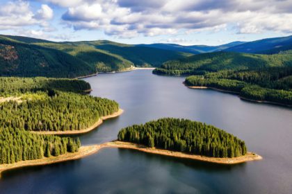 Aerial drone view of nature in Romania