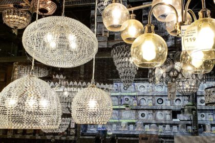 Home decor section of hardware store selling retail lighting for remodeling jobs in the home.